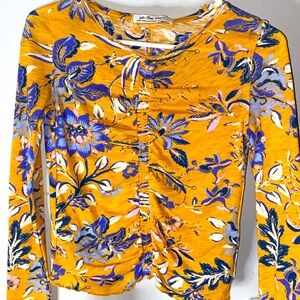 We the free Free people yellow and blue floral top NWT    Sz xs